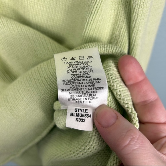 Sigrid Olsen So Blue Light Green Collared Long Sleeve Sweater Size M - Picture 7 of 7